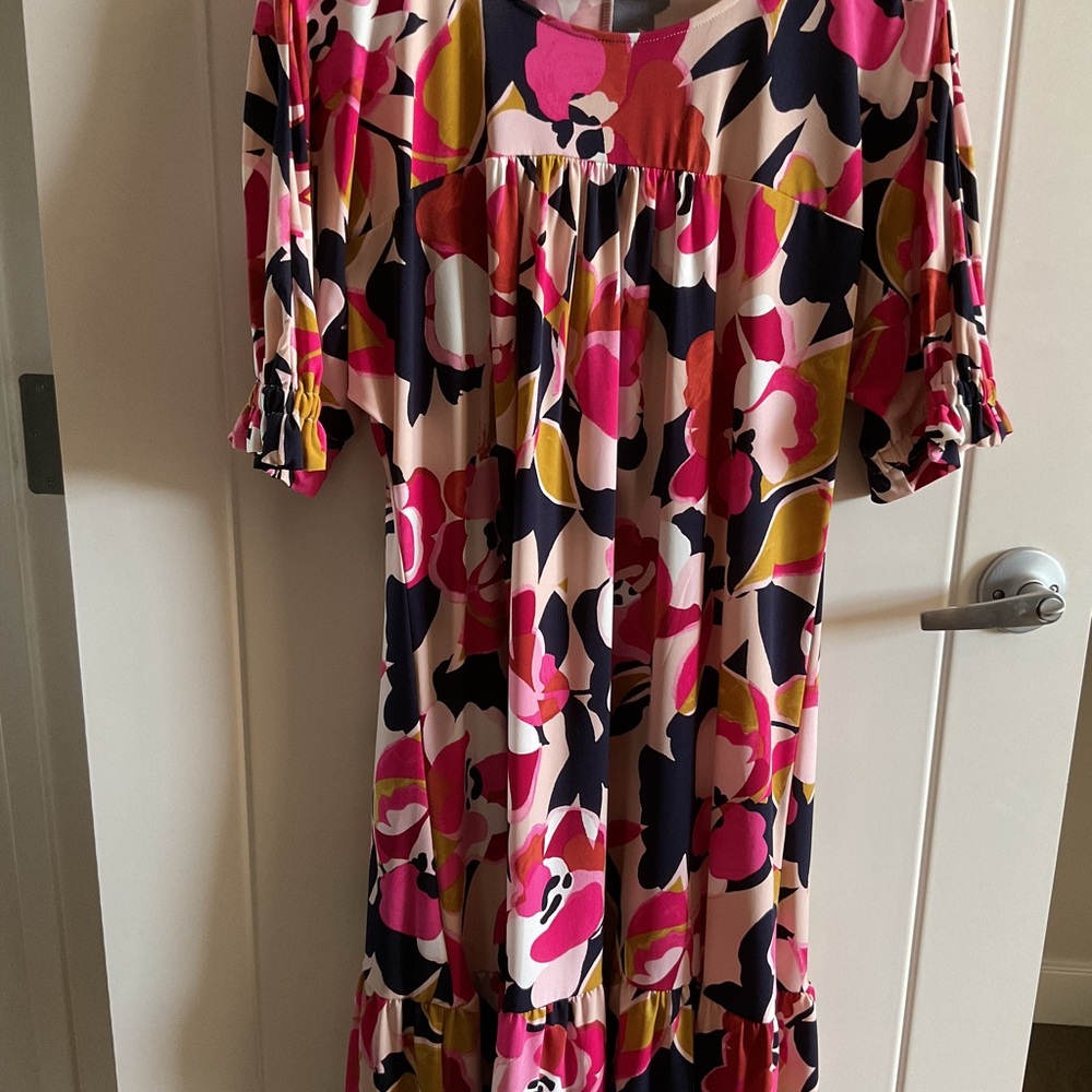 Floral Dress - Pink, Navy, Yellow